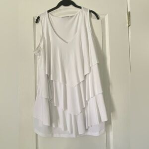 Susan Graver White Layered Tank Top